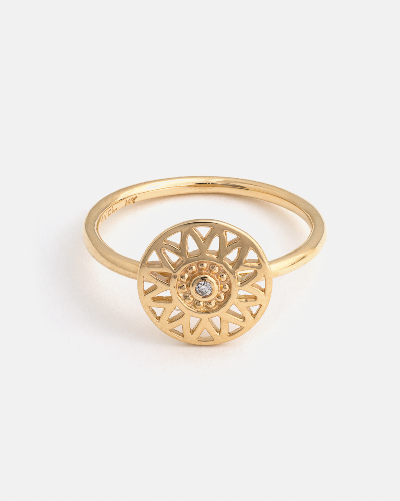 Bague Hélios en Or Jaune 14k avec Diamant de Laboratoire