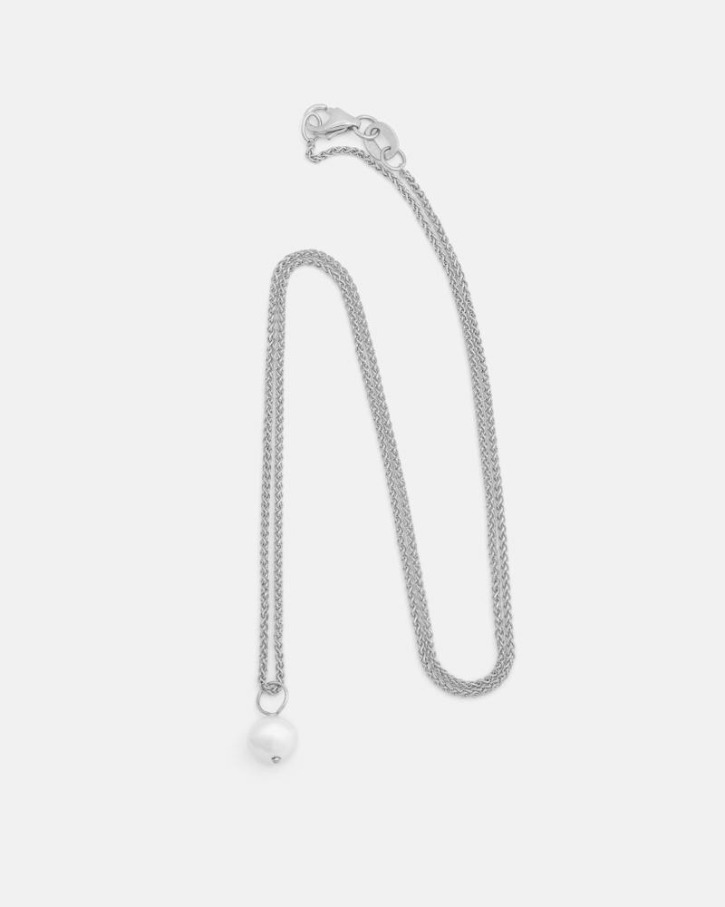Pendentif Pom-pom en Argent et Perle Blanche