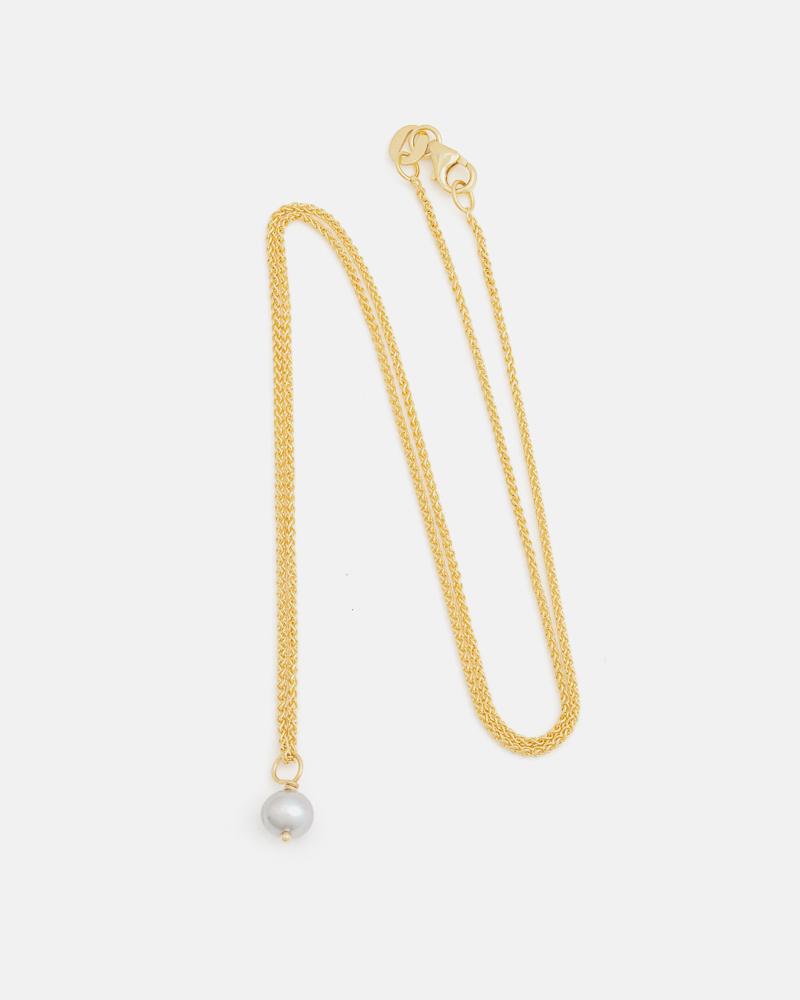 Pendentif Pom-pom en Or Jaune et Perle Grise