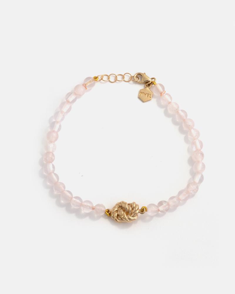 Bracelet Nausicaa en Or 14k avec Quartz Rose du Brésil