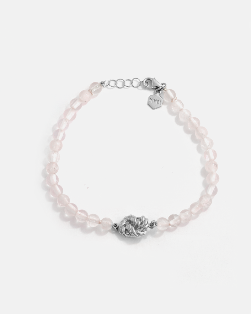 Bracelet Nausicaa en Argent avec Quartz Rose du Brésil