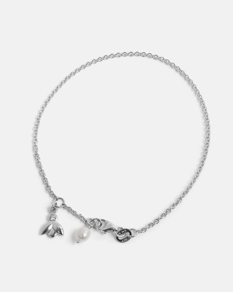 Bee Bracelet in Sterling Silver with Diamond & Pearl