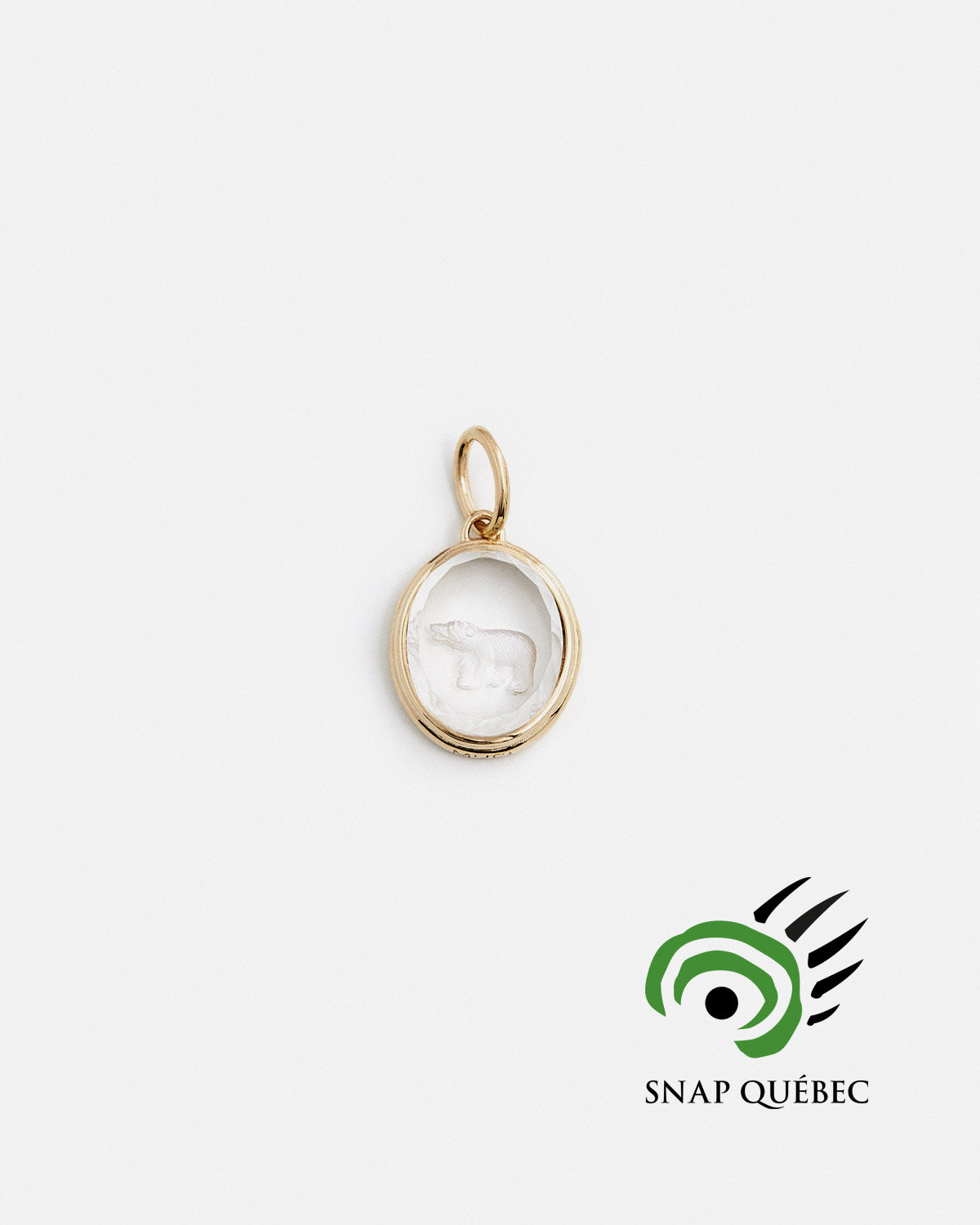 Pendentif Ours Polaire en Quartz et Or Jaune 14k - MYEL x SNAP Québec