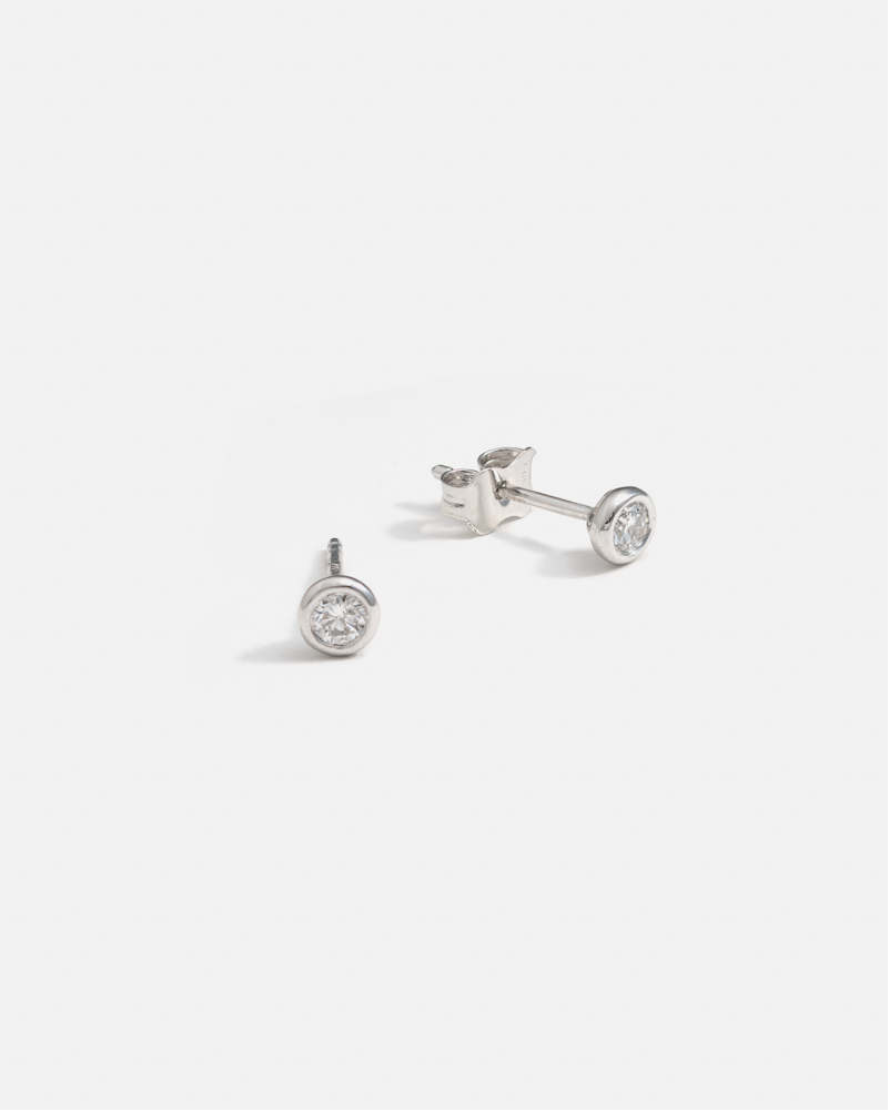 Origines Stud Earrings in 14k White Gold with Ethical Birthstone