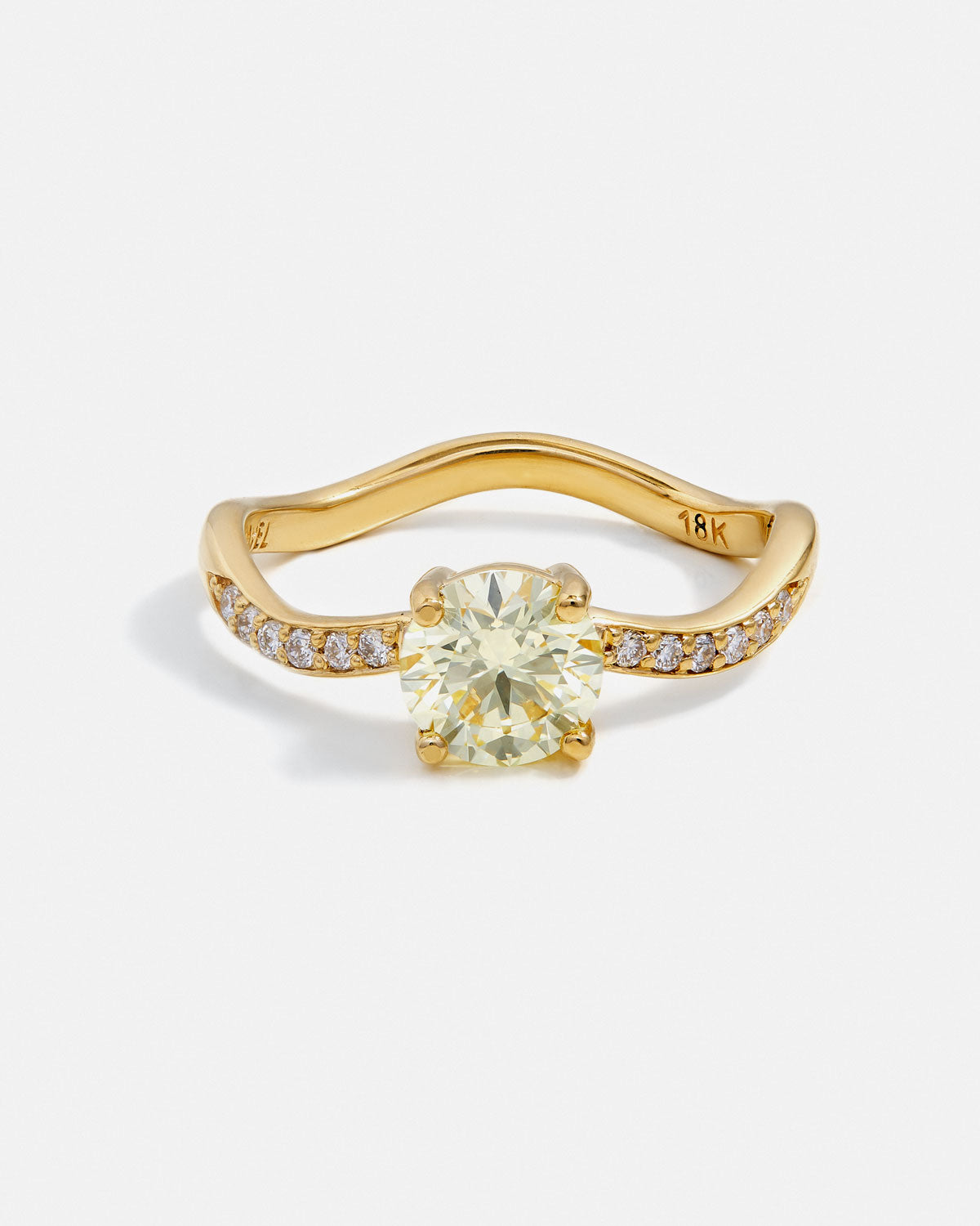 Bague Disco Pavée en Or Fairmined 18k avec Diamant de Laboratoire Jaune de 1,07 carat