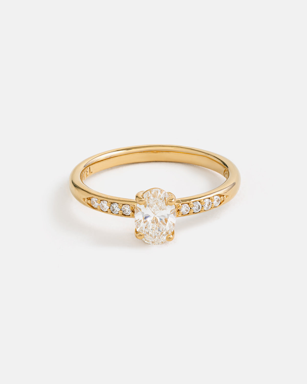 Bague Ellipse Pavé en or Fairmined et diamants de laboratoire