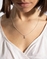 Drop Pendant in Silver & Diamond Worn
