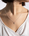 Moon Pendant in Silver & Diamonds Worn