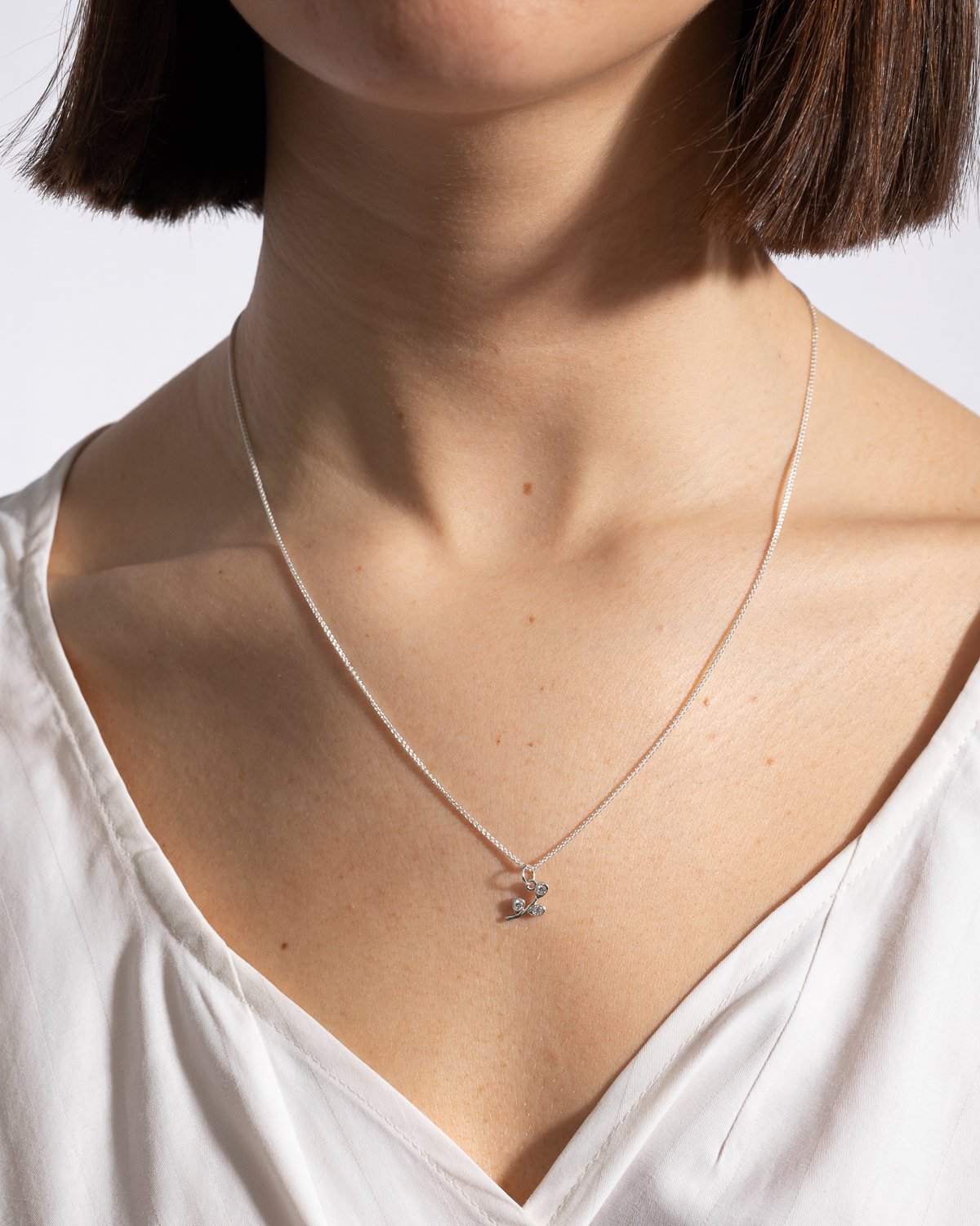 Pendentif Branche en Argent et Diamants de Laboratoire
