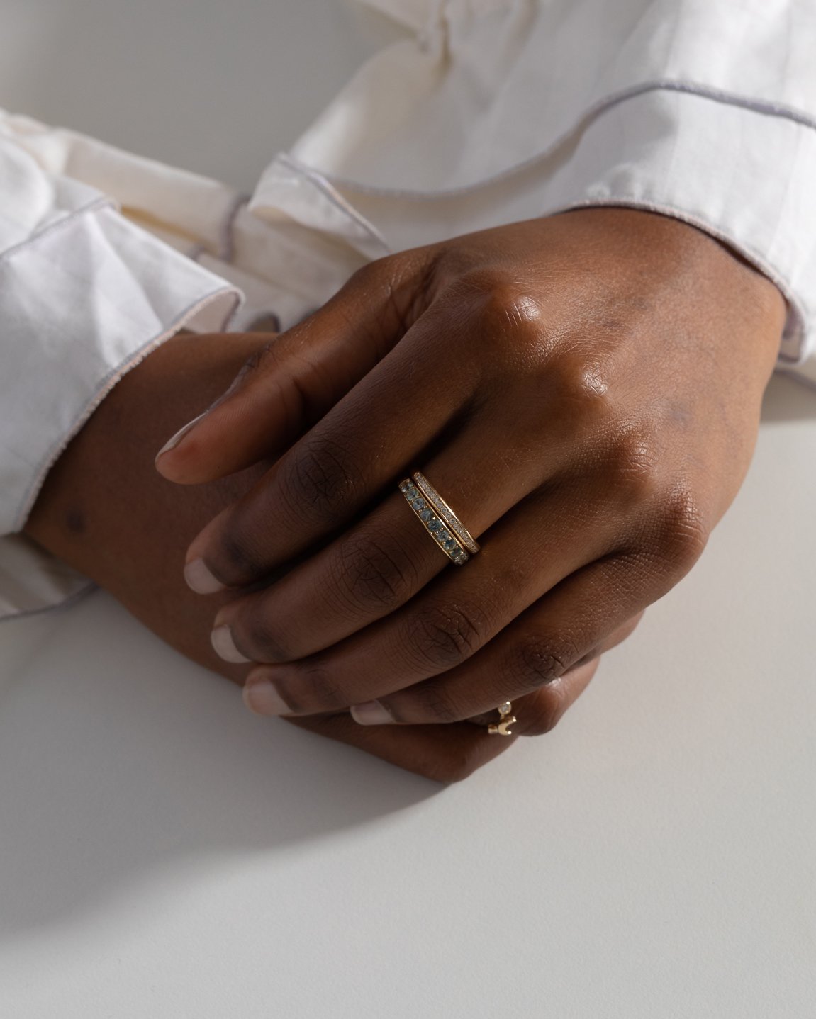 Bague Marie Pavé en Or Jaune 14k avec Saphirs du Montana