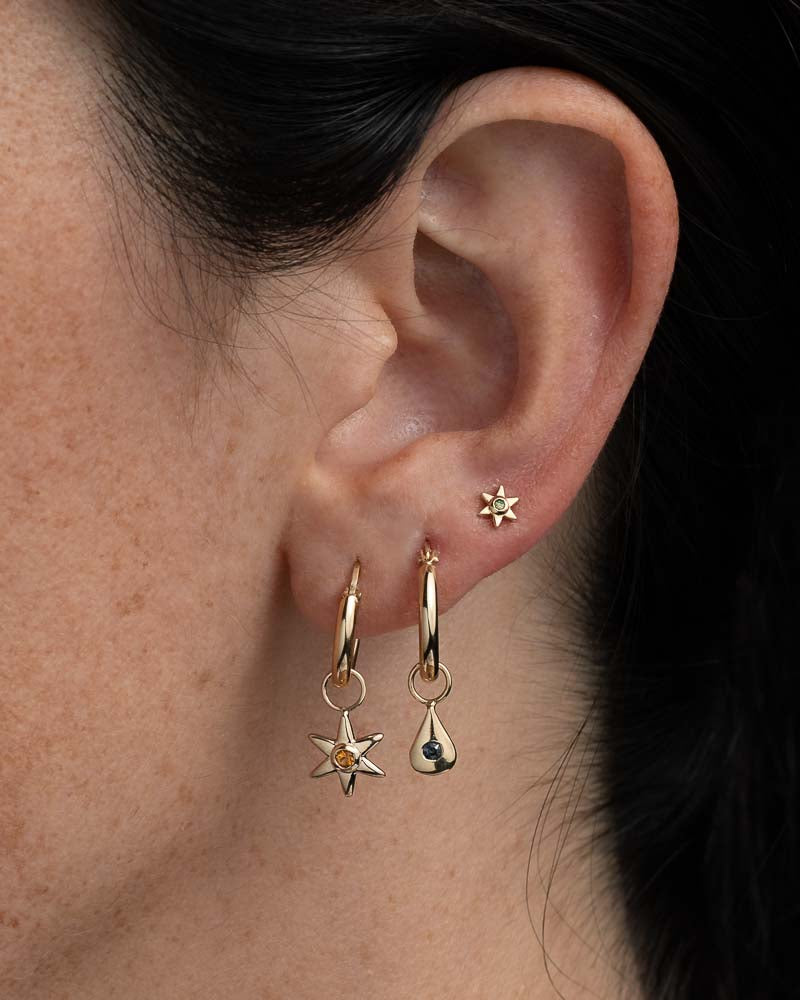 Breloque Étoile pour Anneaux en Or 14K avec Citrine du Brésil