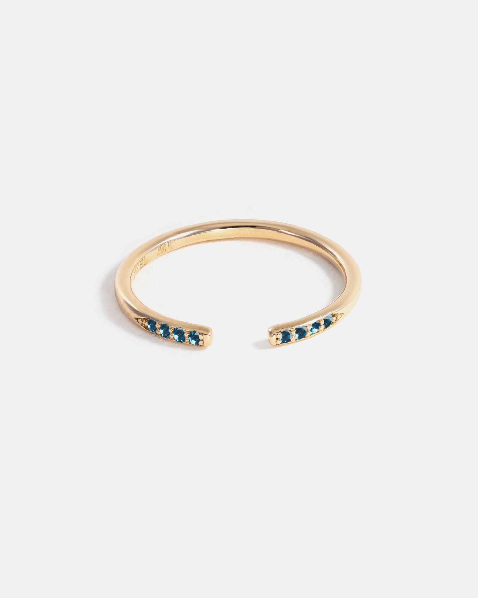 Bague Ouverte Classique en Or Jaune 14k avec Pierres de Naissance
