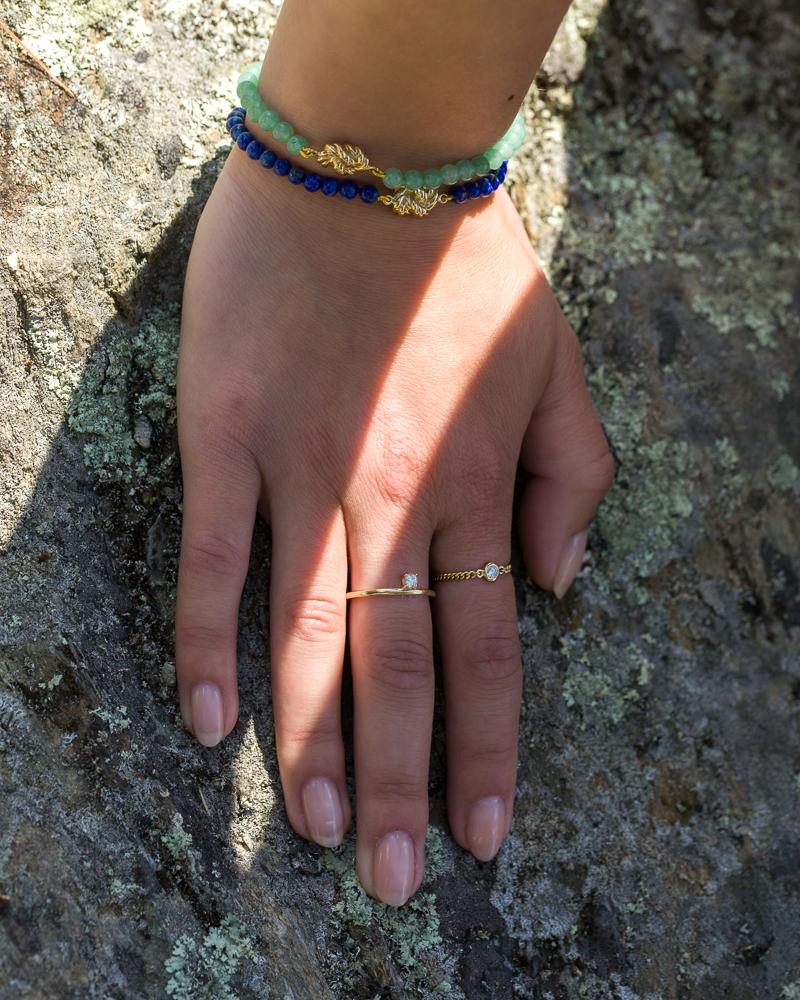 Bracelet Nausicaa en Or avec Lapis du Chili 