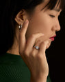 Bague Art Déco en Or Fairmined avec Saphirs du Montana et Diamant de laboratoire de 1 carat