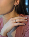 Customizable geometric mini signet ring with birthstone in 14K Yellow Gold