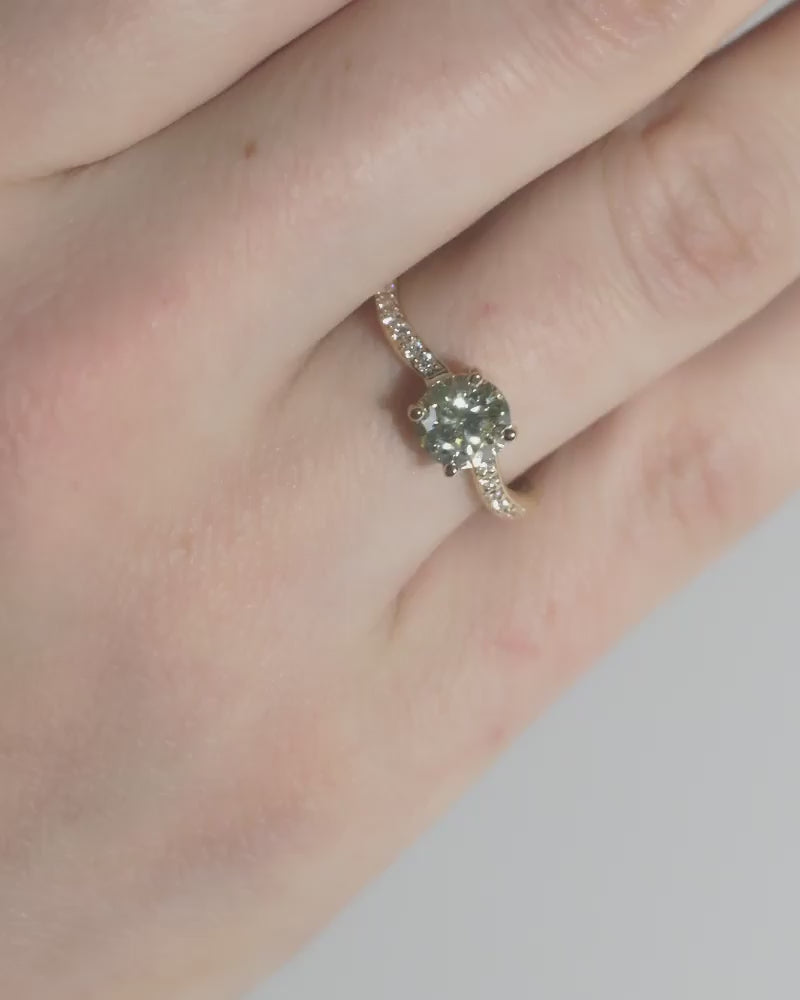 Bague Disco Pavée en Or Fairmined 18k avec Diamant de Laboratoire Jaune de 1,07 carat
