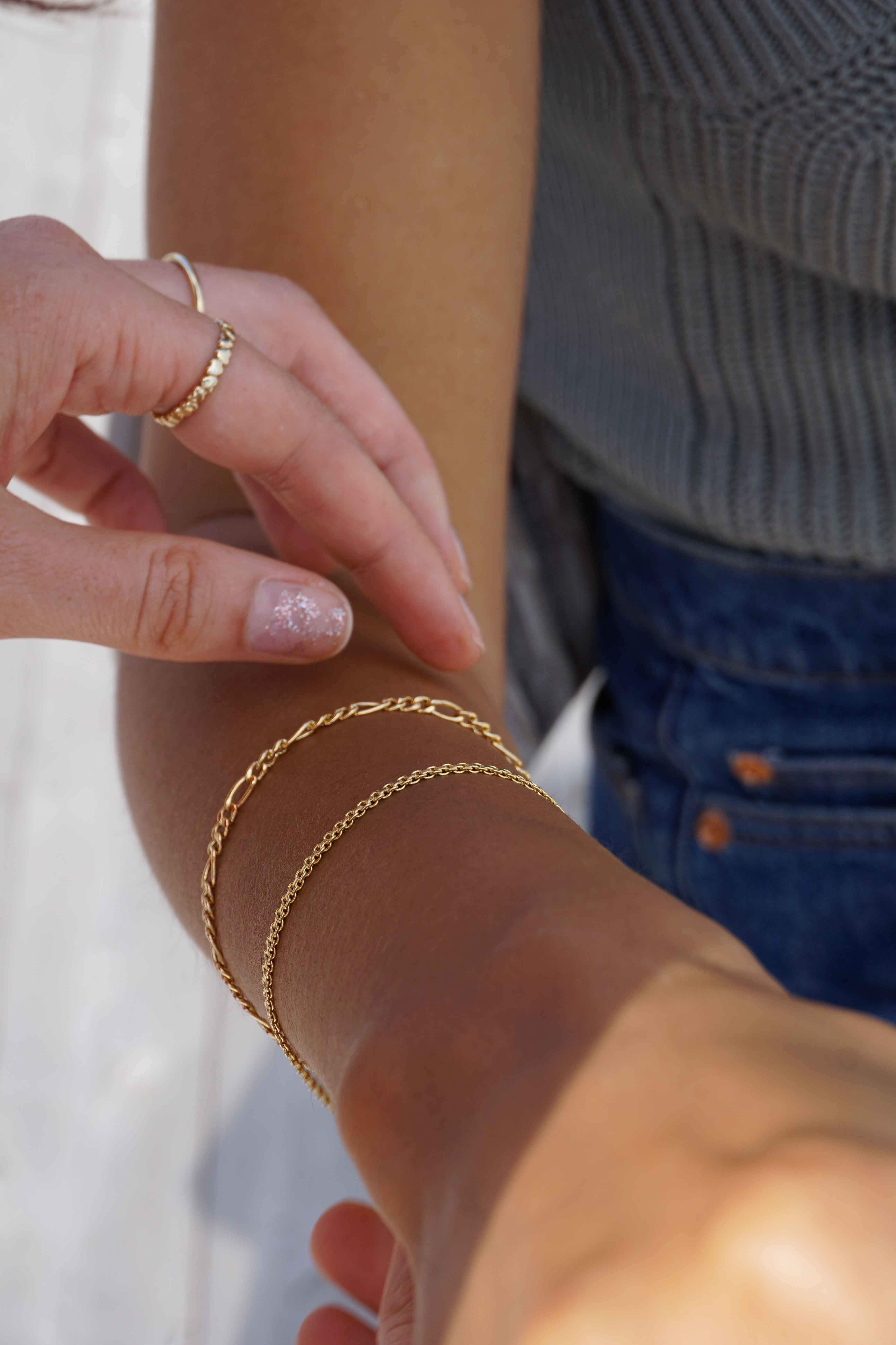 Bracelet Figaro en Or Jaune 10k